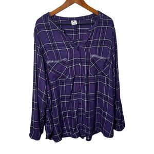 Pennington's DC Purple Plaid Button Down Shirt Size 3x